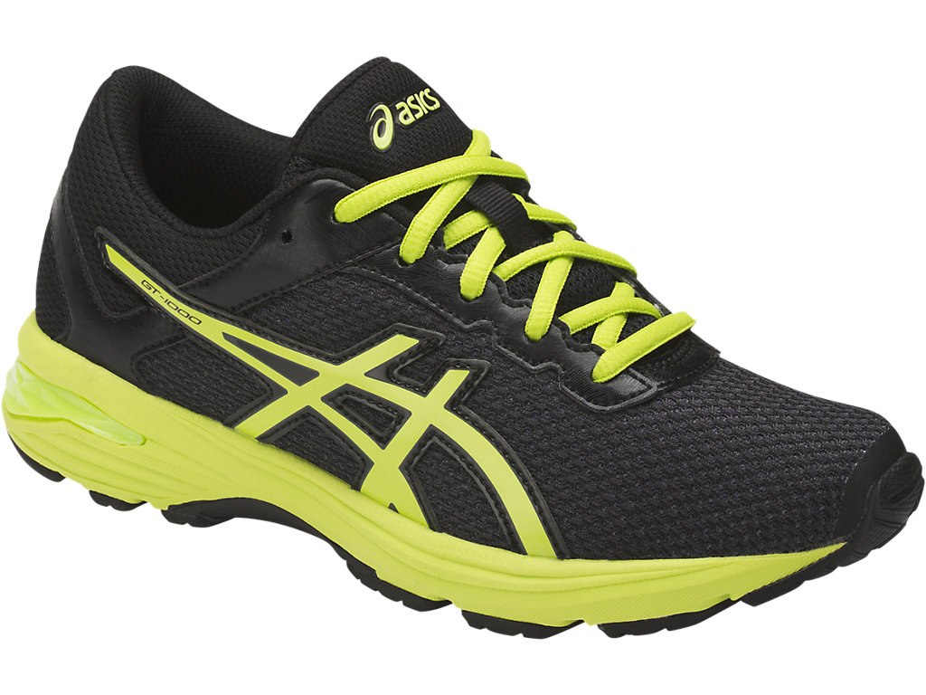 Asics Gt-1000 6 Running Shoes For Kids Black/Green/Silver 929KDTKH