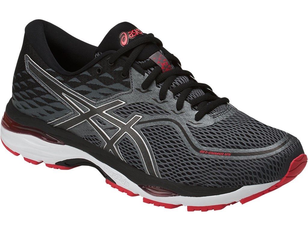 Asics Gel-Cumulus 19 Running Shoes For Men Black/Dark Grey/Red 964EBKWR